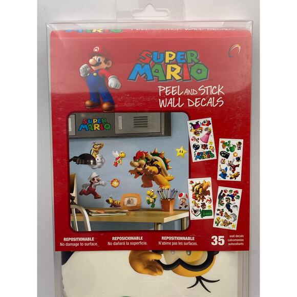 Super Mario Brothers Peel and Stick Wall Stickers 35 Removable Luigi Yoshi Peach - Picture 4 of 6
